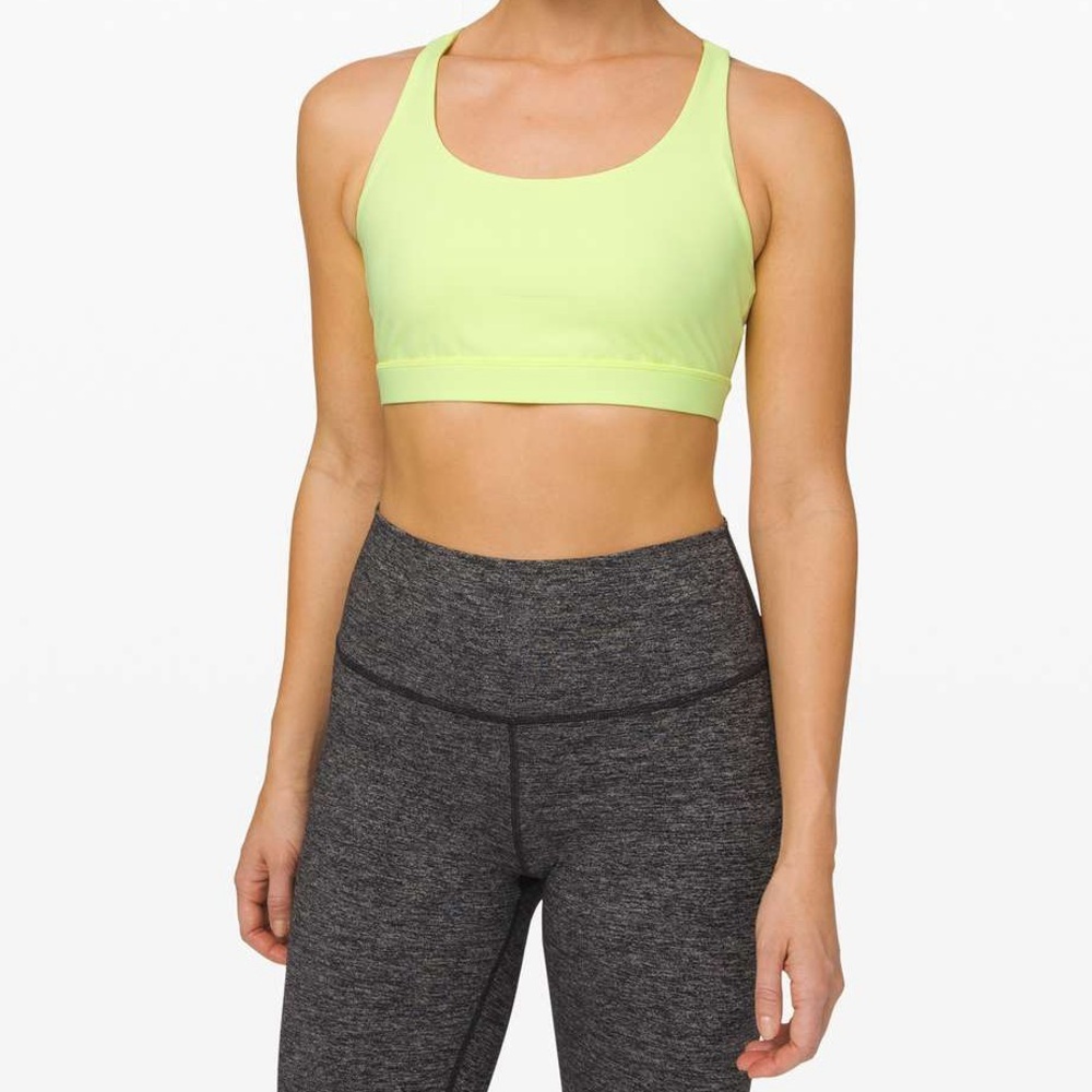 Lululemon Energy Neon Yellow Sports Bra Sz 4